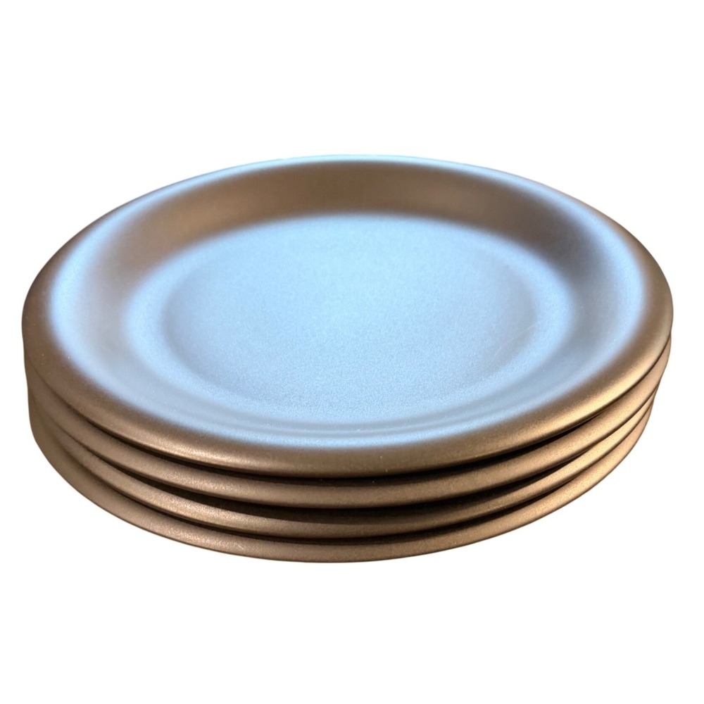 Furio Home Worldview Onyx Matte Dark Gray Charcoal Coupe Salad Plates Set of 4